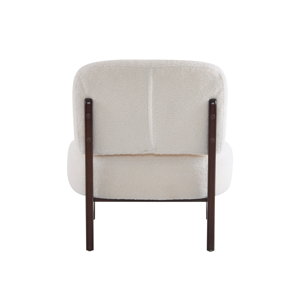 Modern Boucle Lounge Chair with Solid Wood Frame, Soft and Durable Boucle Upholstery, Beige, 25.5'