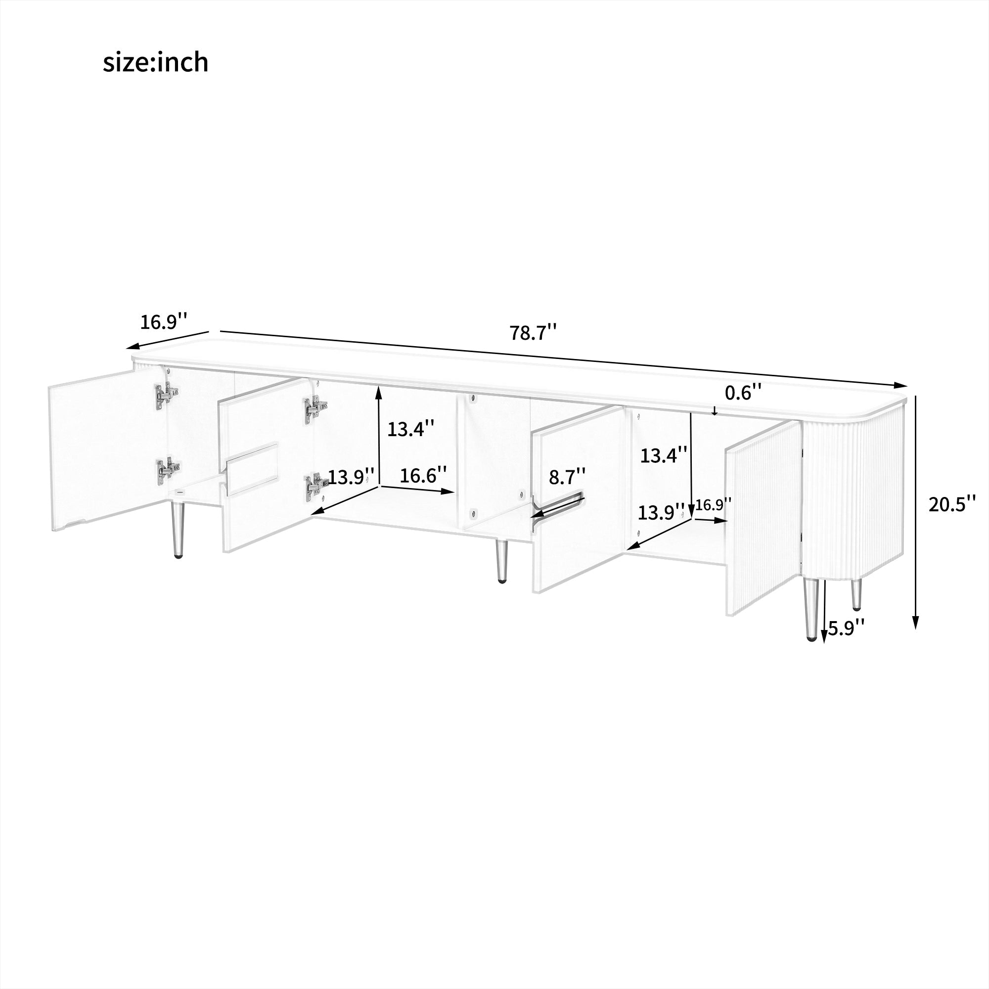 U-Can 78.7''Minimalist TV Stand for TVs up to 85 Inches, Modern Entertainment Center Media Console with 4 Spacious Cabinets for Living room(OLD SKU: SJ000125AAB)