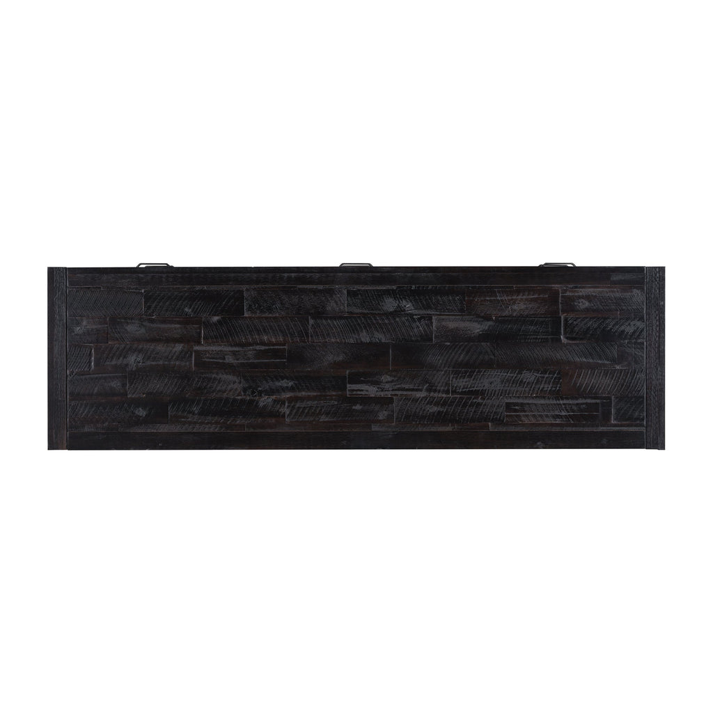 U-Can Retro Distressed Wooden TV Stand for TVs up to 65 Inches, Entertainment Center Media Console with 6 Drawers and 3 Shelves for Living room, Black