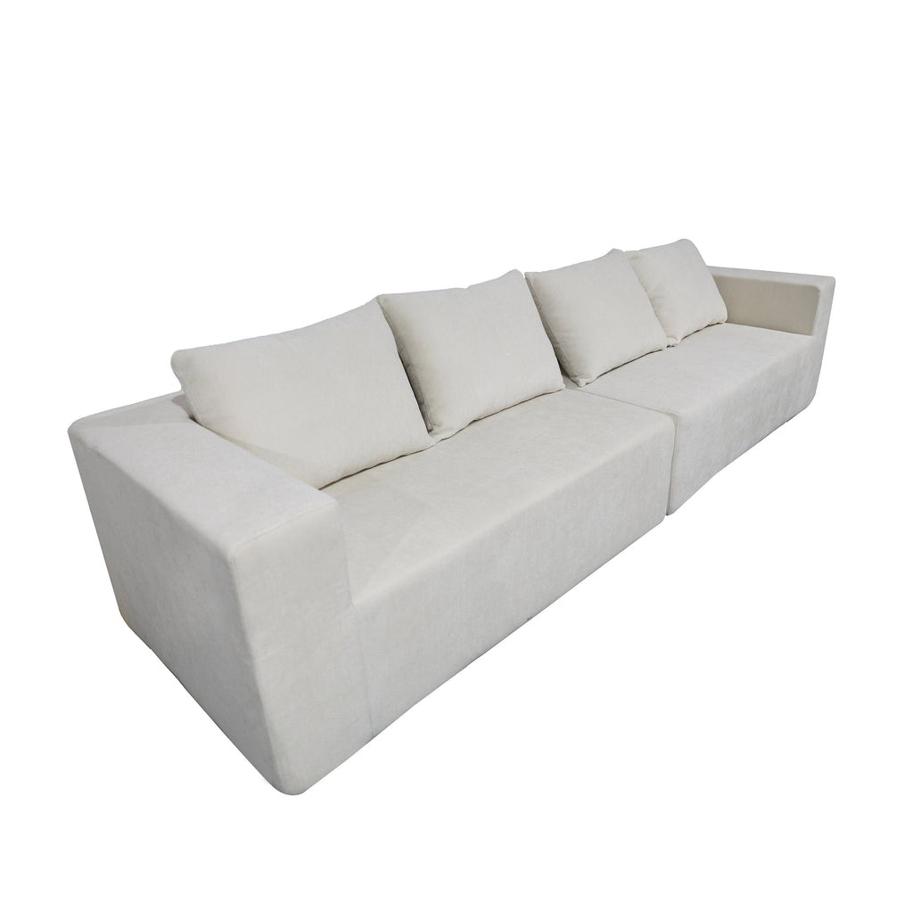 Four seater combination sofa, sofa bed, made of high-density sponge and soft linen fabric, with multiple combination methods (beige)