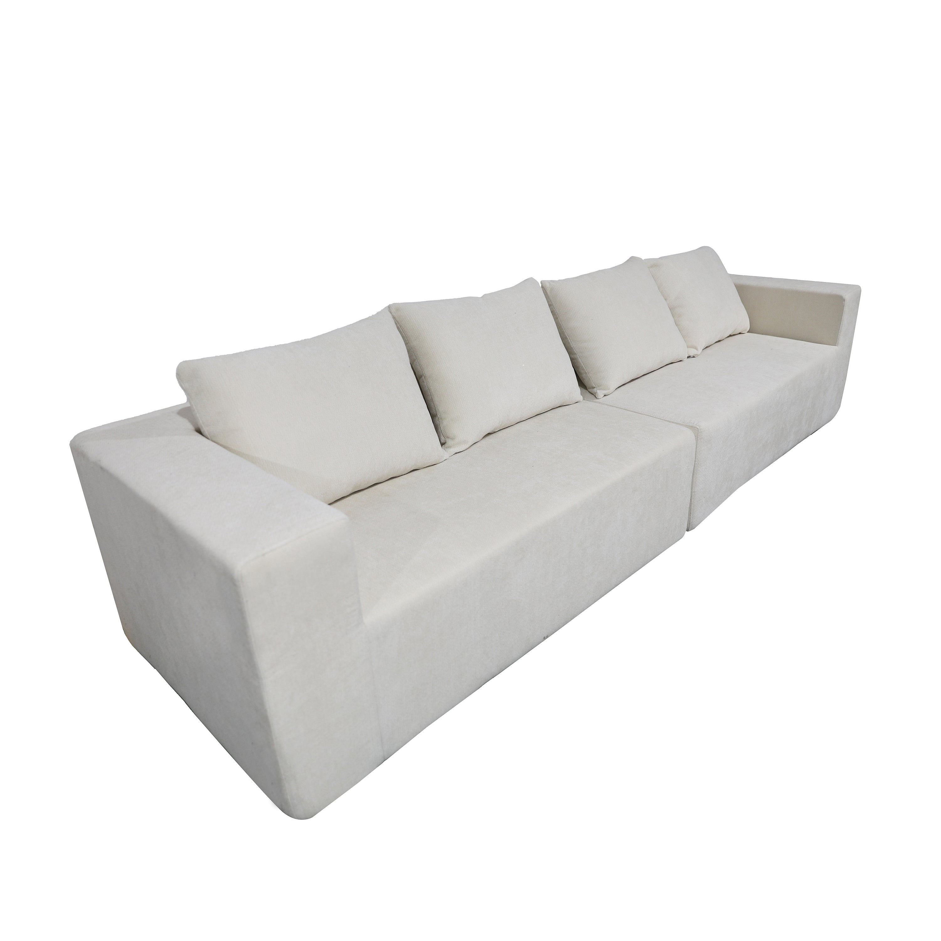 Four seater combination sofa, sofa bed, made of high-density sponge and soft linen fabric, with multiple combination methods (beige)