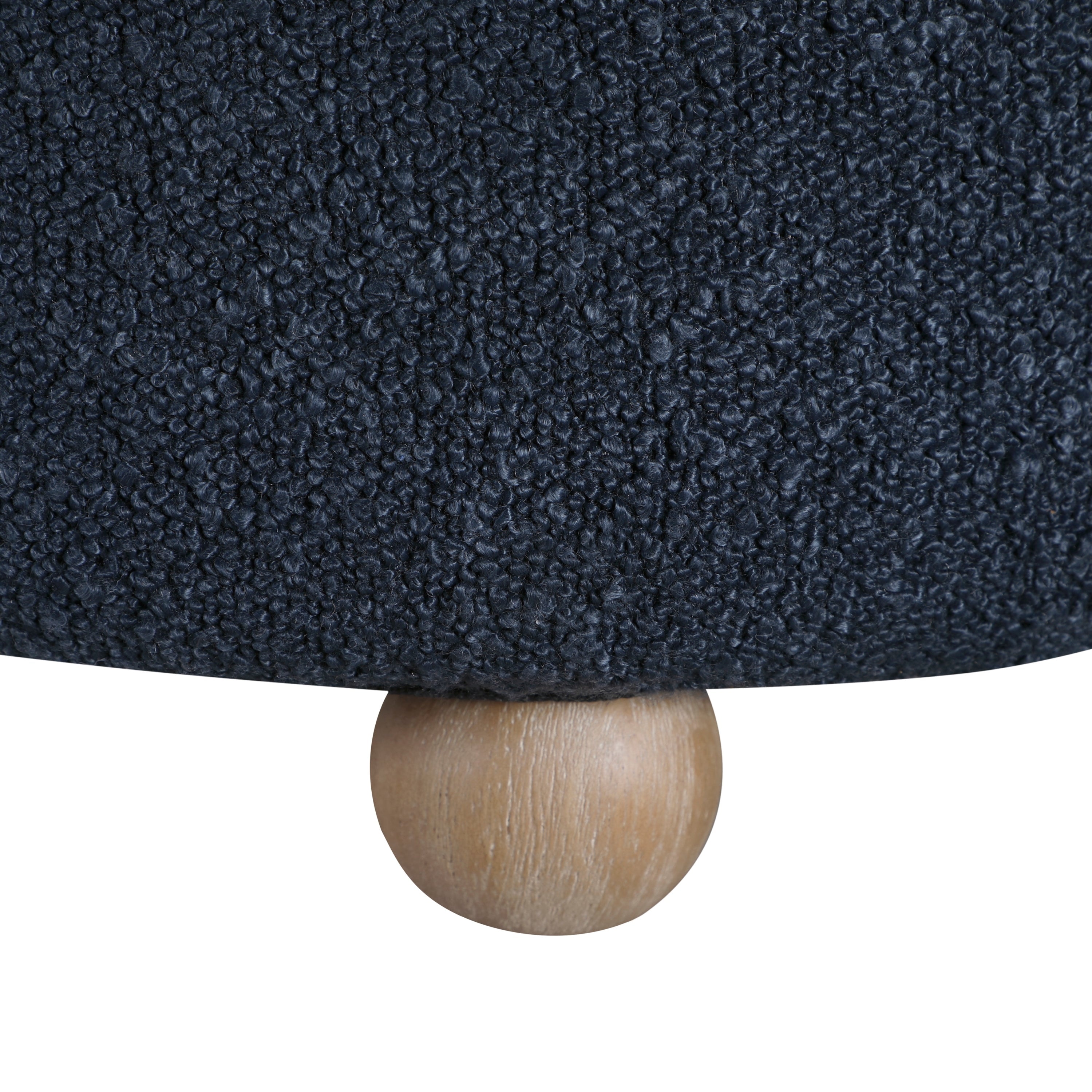 Modern Contemporary Swivel Chair with Ottoman Blue Boucle Fabric Upholstery Solid Wood Living Room Furniture