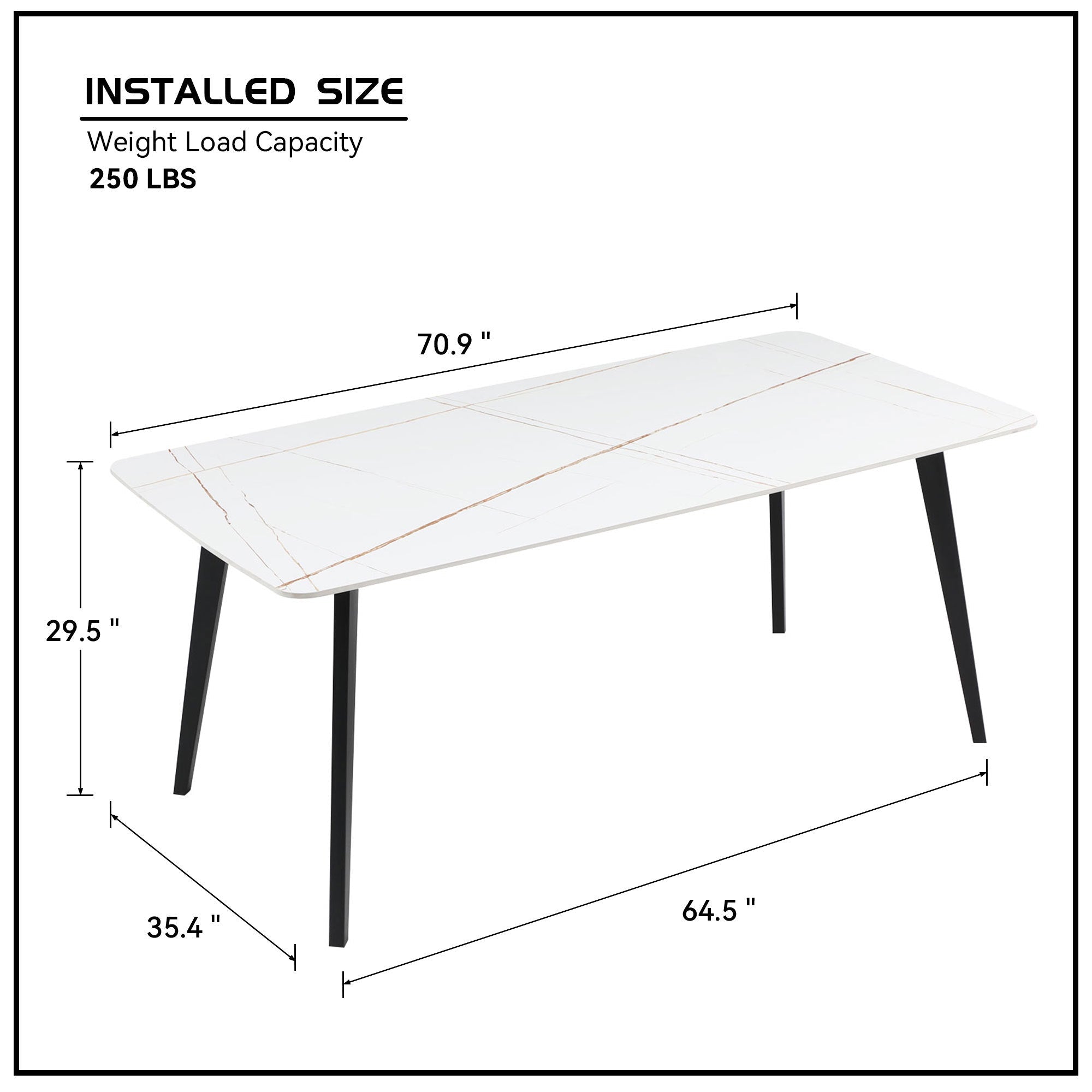 J3710 Porcelain Dining Table White 70'