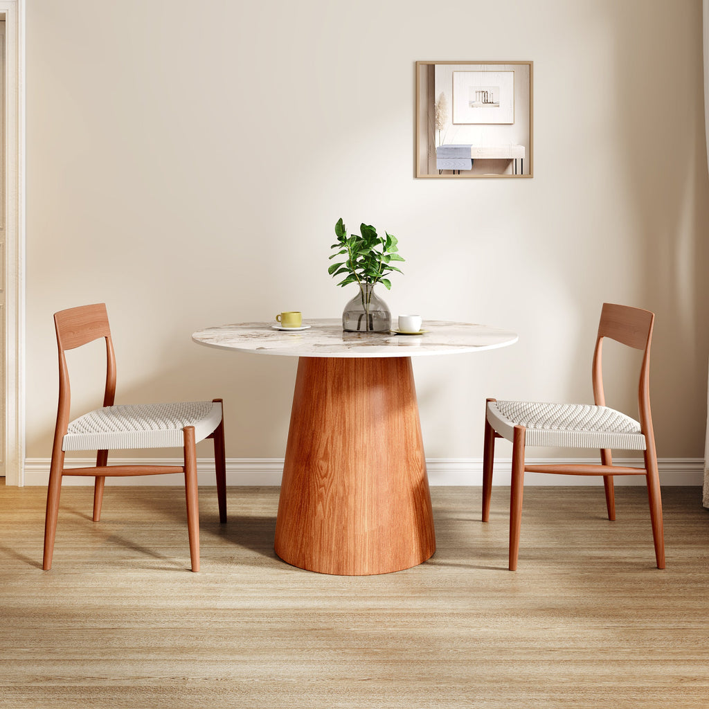 Small Round Solid Wood Pedestal Dining Table Table 43' For 2-4 Person - Colorful