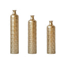 Floor Metal Vases Decorated White Metal Vases Set of 3 Gorgeous Home Decoration Large Glazed Metal Vases 25.2in/29.33in/34.25in Height