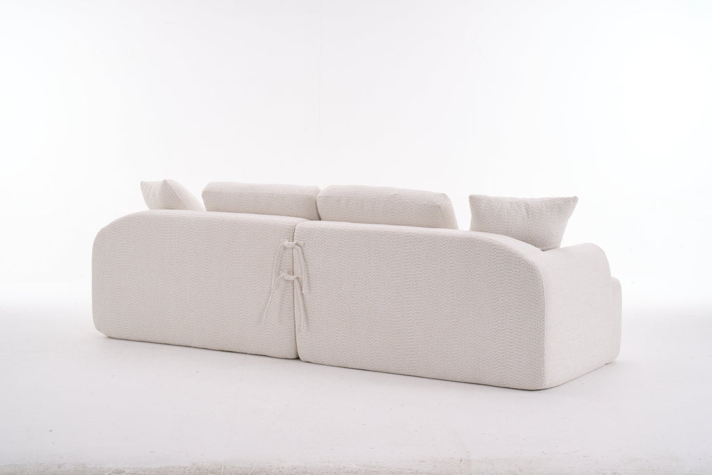LY-024 BEIGE COMPRESSION SOFA: 4-seater combined sofa, Crochet Yarn Fabric, full sponge compression sofa,combined sofa with 4 pillows for home living/ Home Furniture/ Apartment