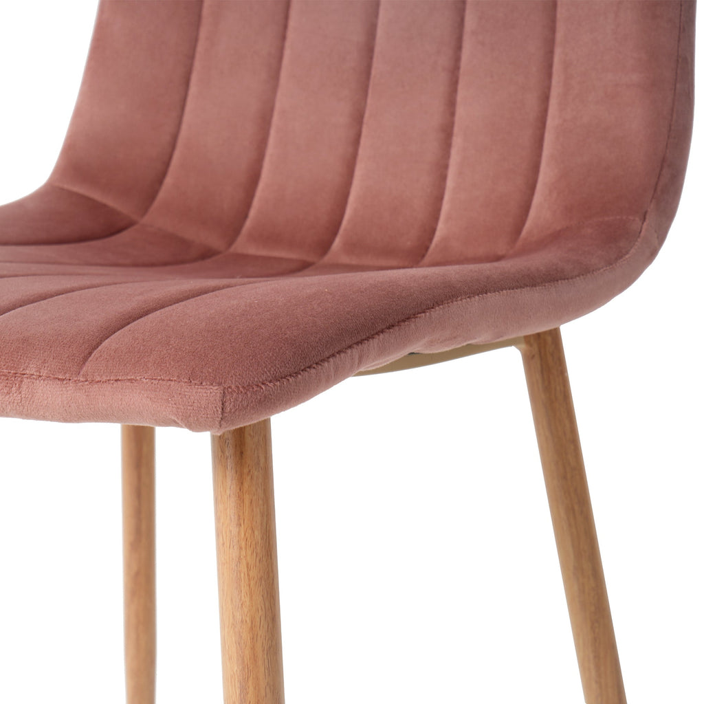 Indoor pink velvet dining chair, modern kitchen dining chair with backrest, upholstered side chair with hot transfer metal legs, Family Kitchen Dining Room and living room (set of 2)