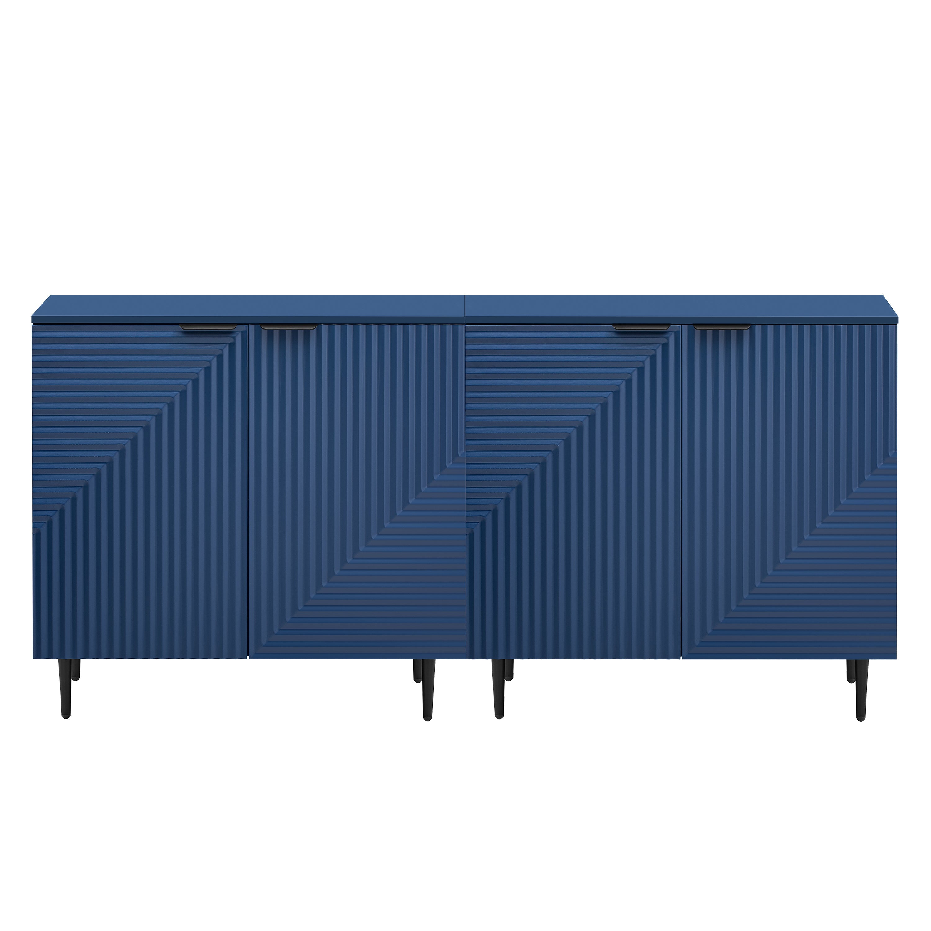 Mirod Set of 2 Modern Minimalist Side Cabinets,Versatile Storage Solution,Adjustable Shelves,Stylish Geometric Door Design,Perfect as TV Stand