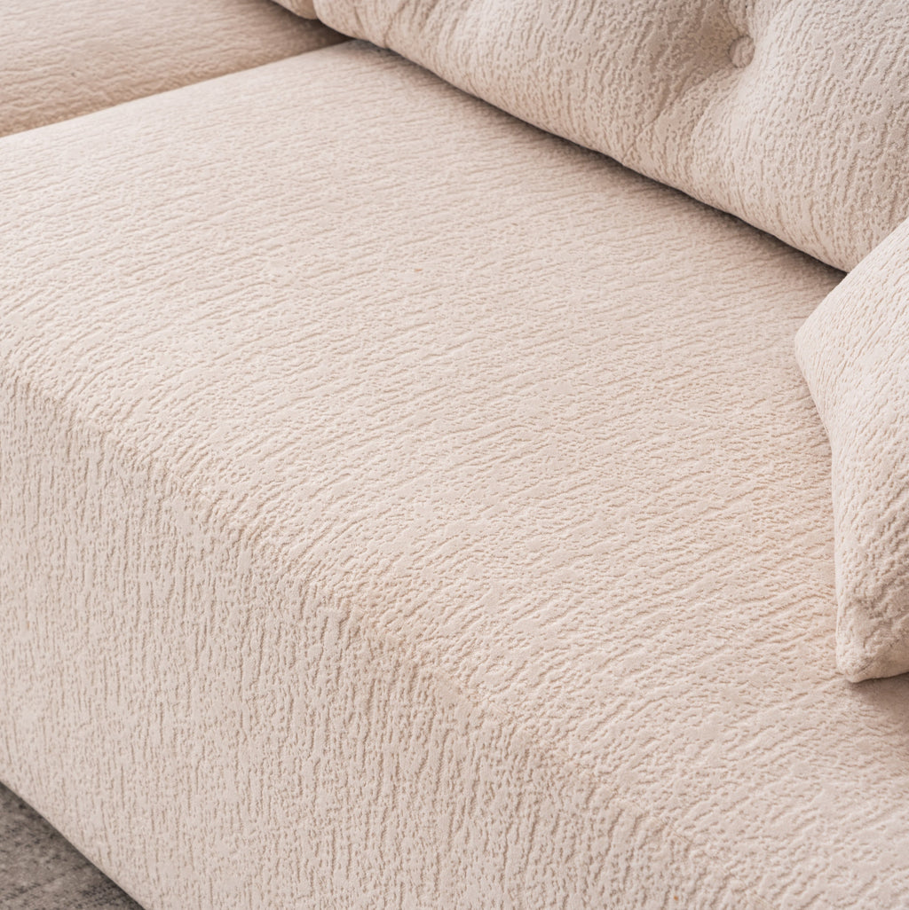 LY-029 APRICOT COMPRESSION SOFA: 4-seater combined sofa, Wood Grain Chenille fabric, full sponge compression sofa,combined sofa with 2 pillows  for living/ Home Furniture/ Apartment