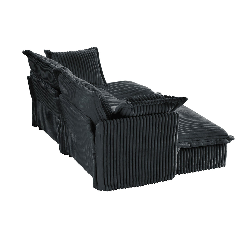 Slipcovered Sofa 2 Seater Sofa    With 2 Ottomans, 2 Seater Sleeper Sofa Bed Home Theater Oversized Sofa For Living Room, Corduroy, Gray