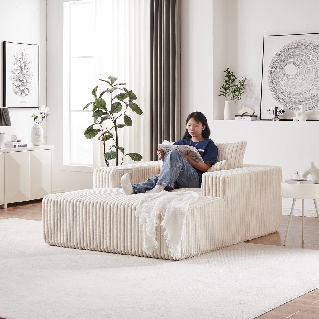 75-Inch Corduroy Sponge Sofa Lounge Chair,No Assembly Required,Fluffy Modern Sleeper Chair for Indoor Living Room Bedroom