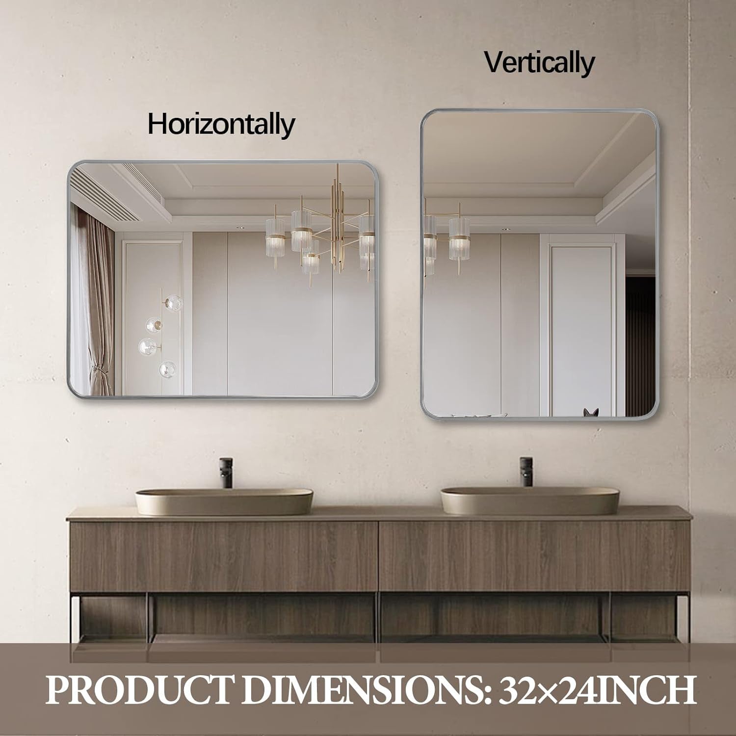 Silver 22 "x30" Rectangular Bathroom Wall Mirror