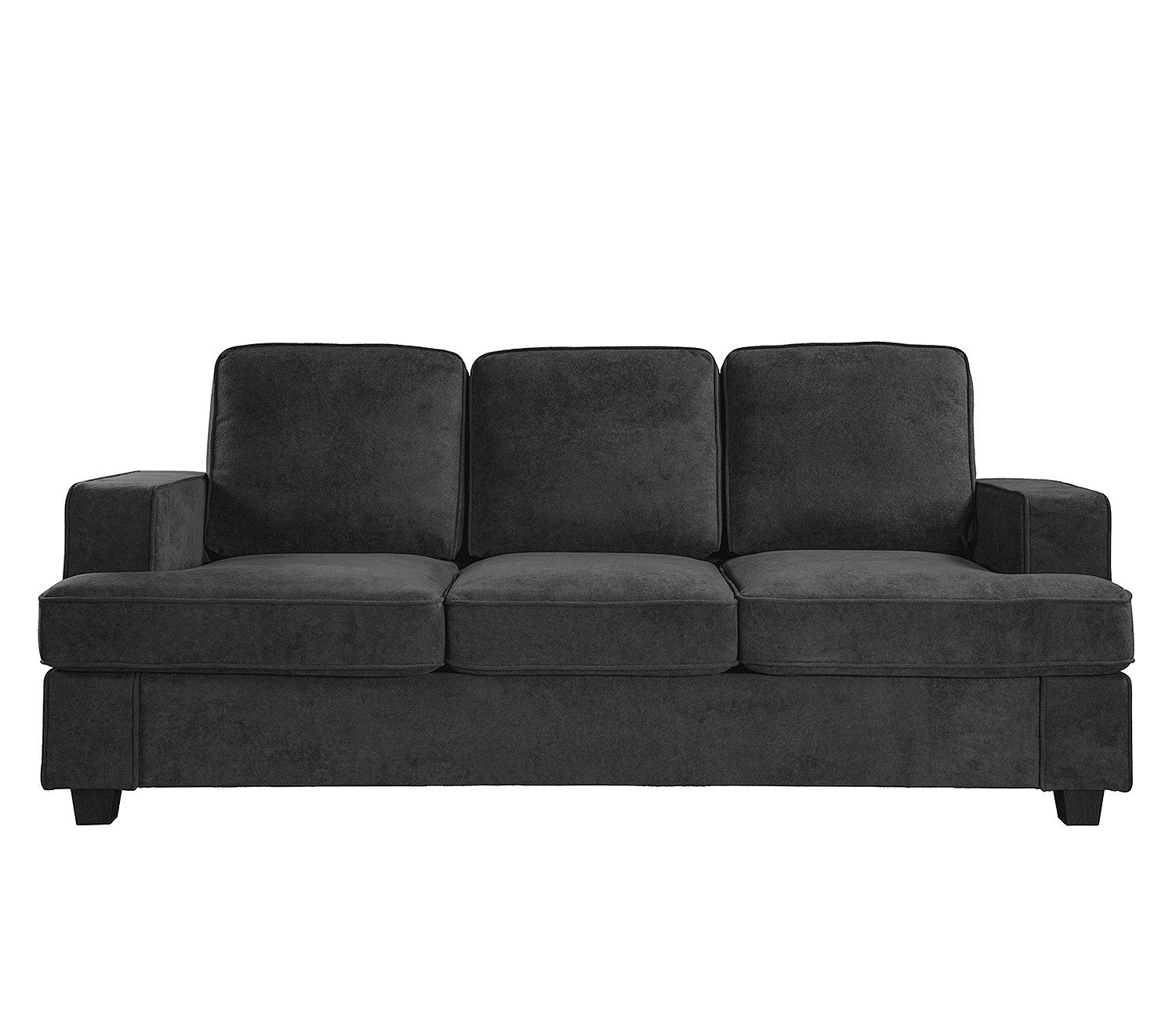 Modern Velvet Sofa, Comfortable 3 Seater Couch with Deep Seating and High-Density Foam, Loose Back Cushions, Wide Arms, Living Room Furniture for Home, Apartment, Office, Black