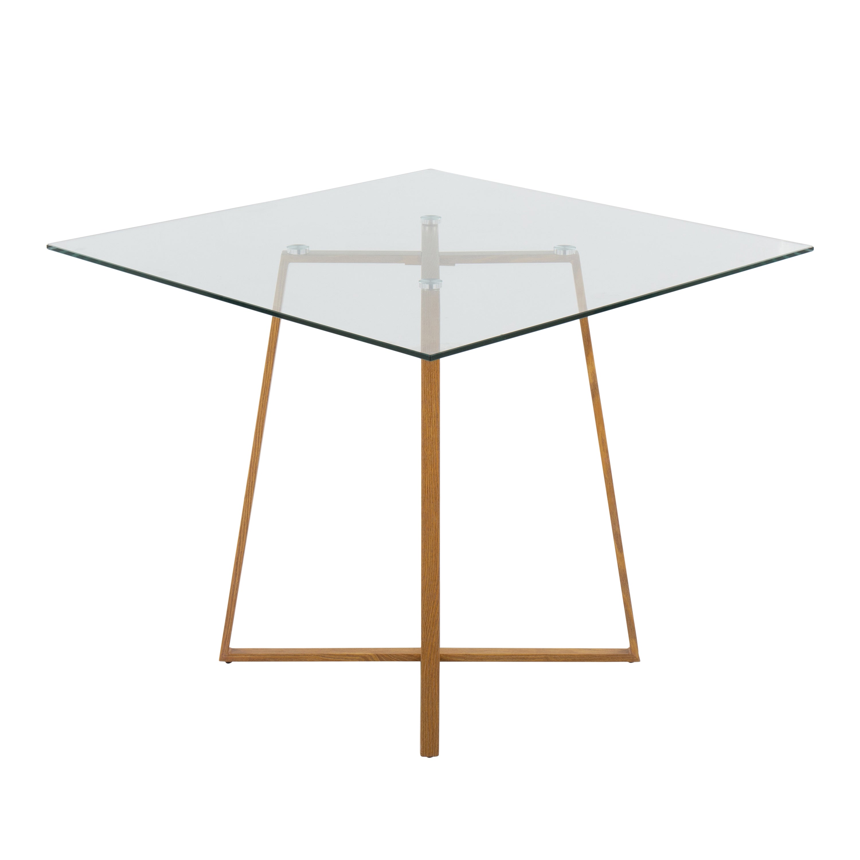 Cosmo Contemporary Square Dining Table with Natural Metal Legs and Clear Glass Top by LumiSource