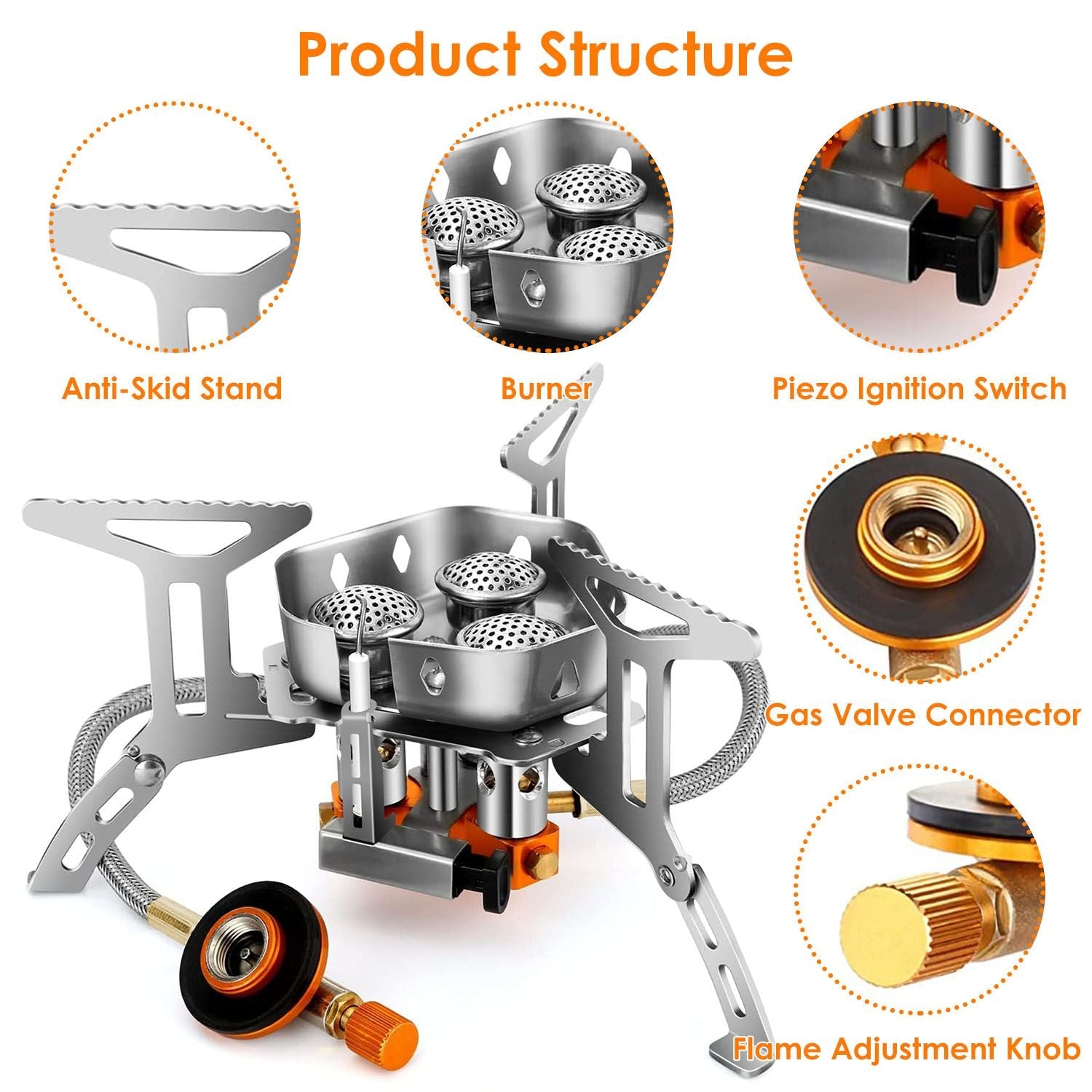 Portable 4000W Foldable Camping Stove with Ignition & Carry Case