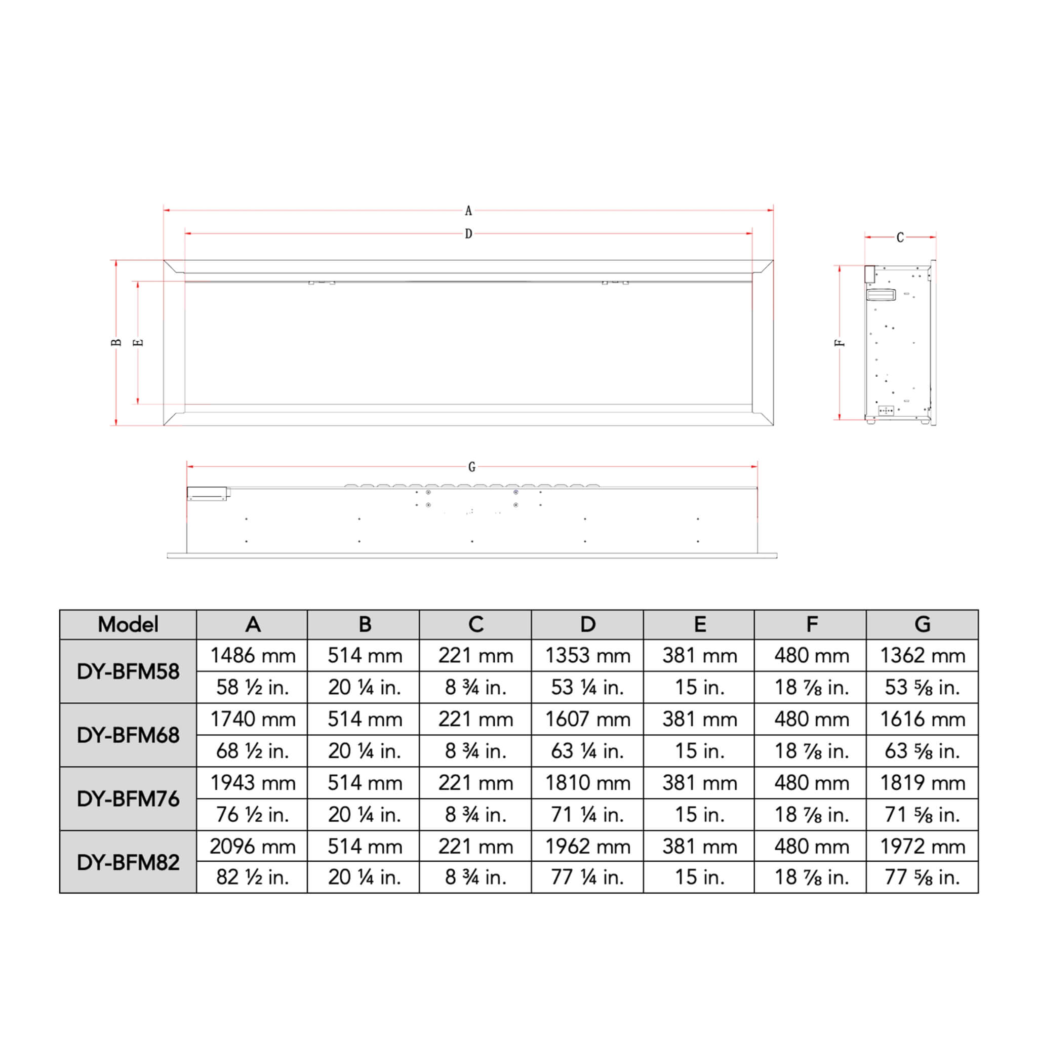 Dynasty Allegro 68" Smart Linear Electric Fireplace With Remote Control [DY-BFM68] (SAK87415)