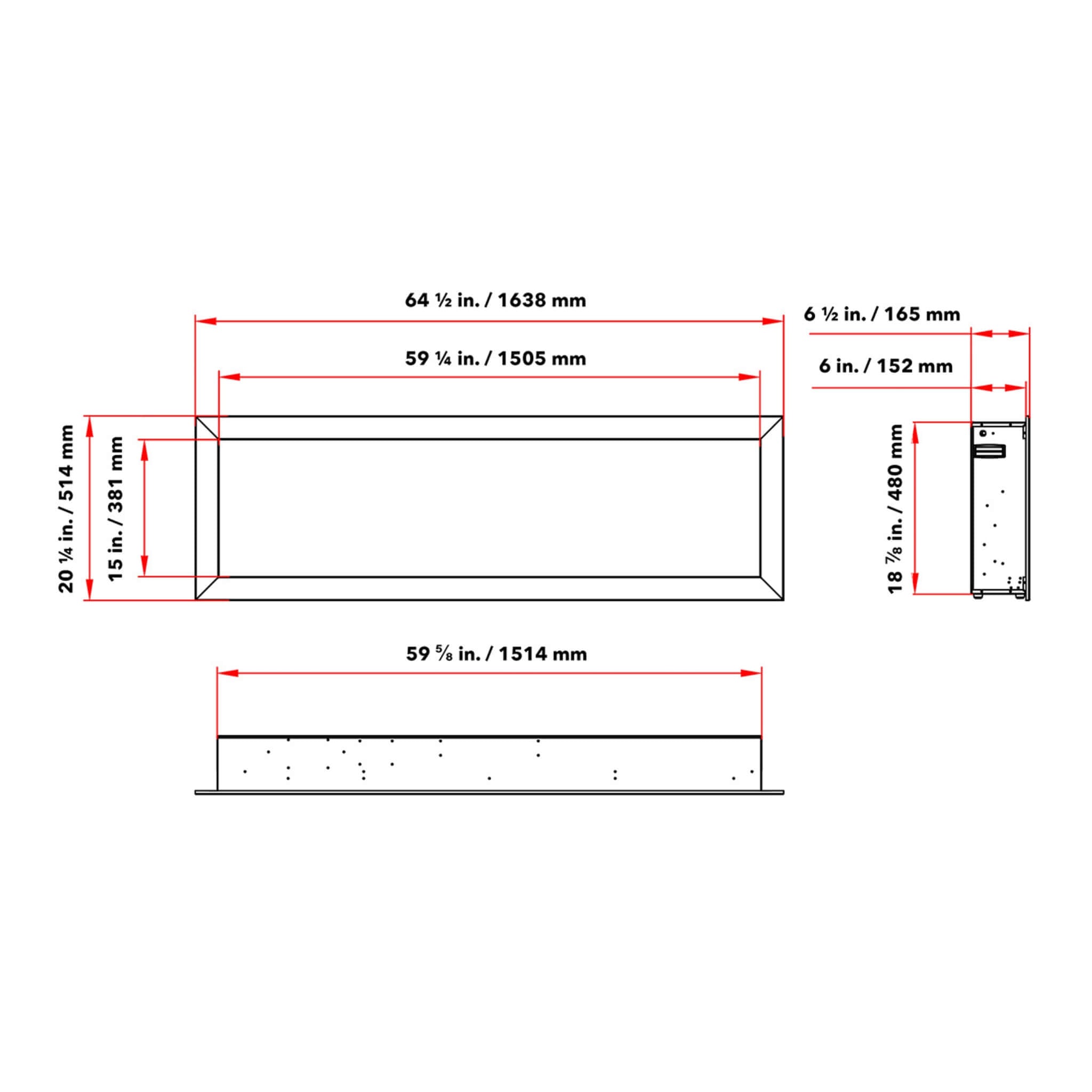 Dynasty Cascade 64" Smart Linear Electric Fireplace With Front Facing Heater [DY-BTX64] (SAK15932)