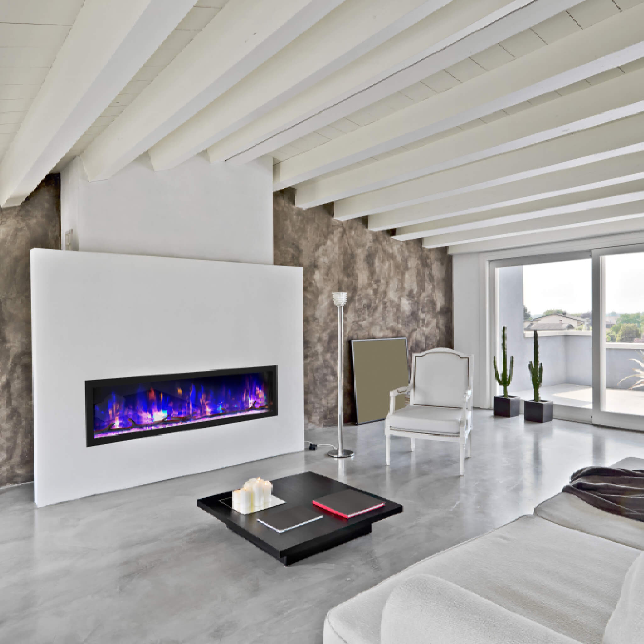 Dynasty Cascade 64" Smart Linear Electric Fireplace With Front Facing Heater [DY-BTX64] (SAK15932)