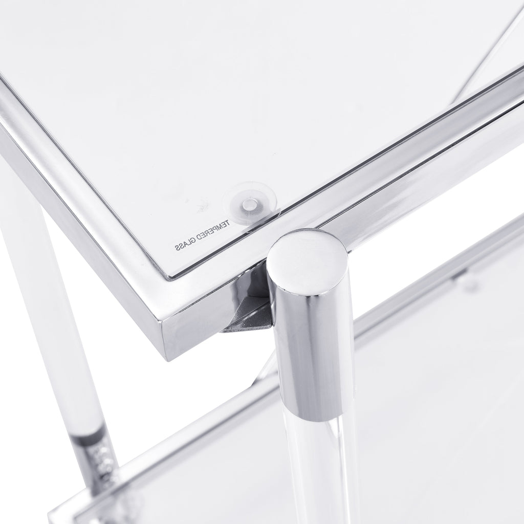 43.31'' Chrome Glass Sofa Table, Acrylic Side Table, Console Table for Living Room& Bedroom