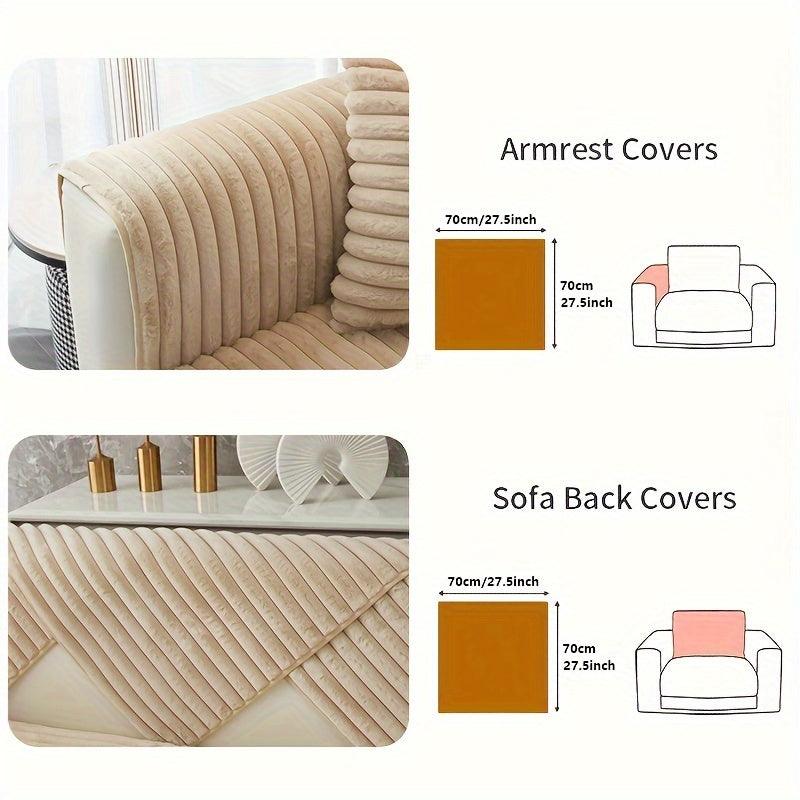 Luxurious Rabbit Fur Sofa Slipcover | Non-Slip Light Grey for dog use