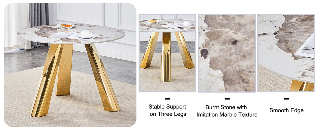 42' Luxury Sintered Stone Table: 0.45' Durable Top + 6' Steel Legs, 350lb Capacity, Stain/Heat-Resistant White/Gray Veined Surface - Modern Minimalist Design