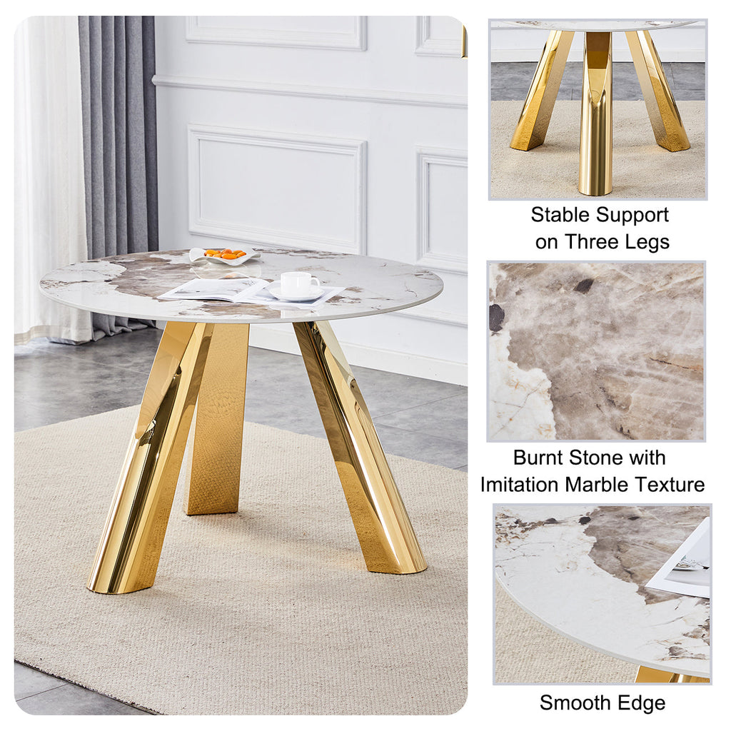 42' Luxury Sintered Stone Table: 0.45' Durable Top + 6' Steel Legs, 350lb Capacity, Stain/Heat-Resistant White/Gray Veined Surface - Modern Minimalist Design