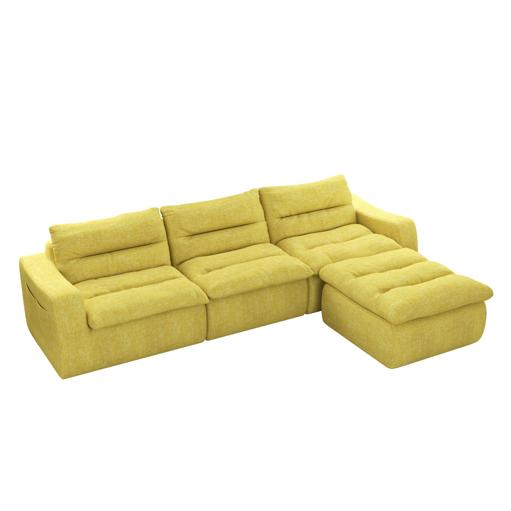 Right sofa seat, L-shaped modular combined sofa, compressed combined sofa, modern lazy style comfortable beanbag sofa-Yellow