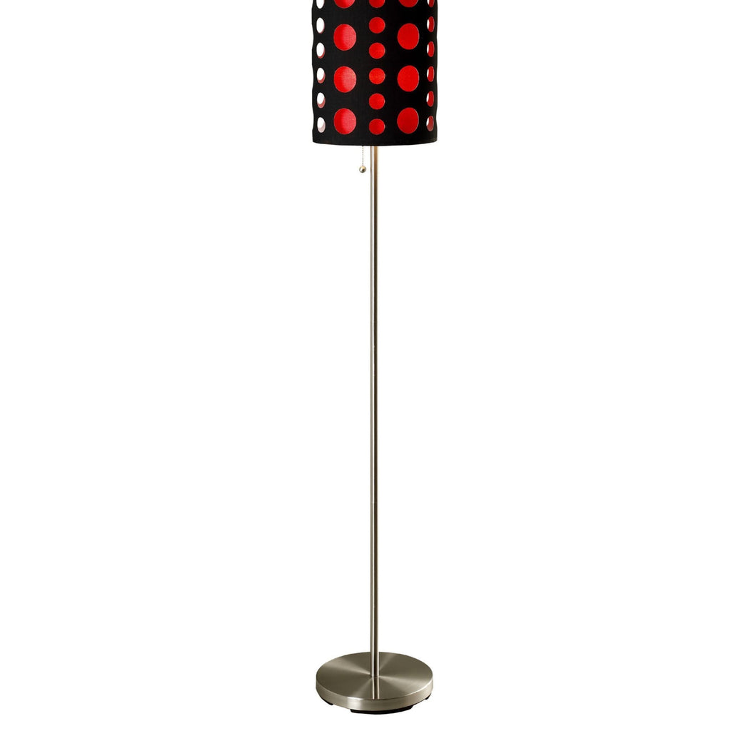 66' Tall Metal Floor Lamp, Retro design with Black and Red Shade
