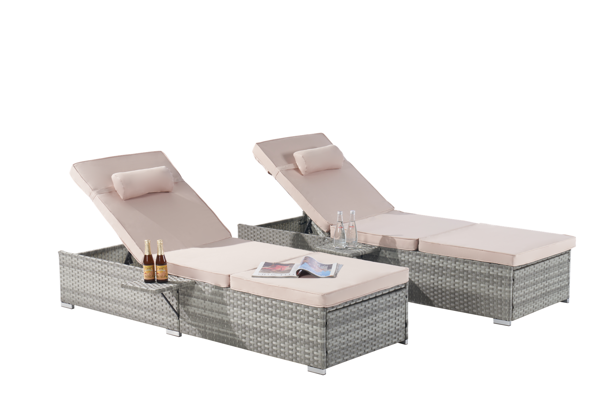 OUTDOOR  SOFA  PE RATTAN FURNITURE  DECK CHAIR GRAY RATTAN