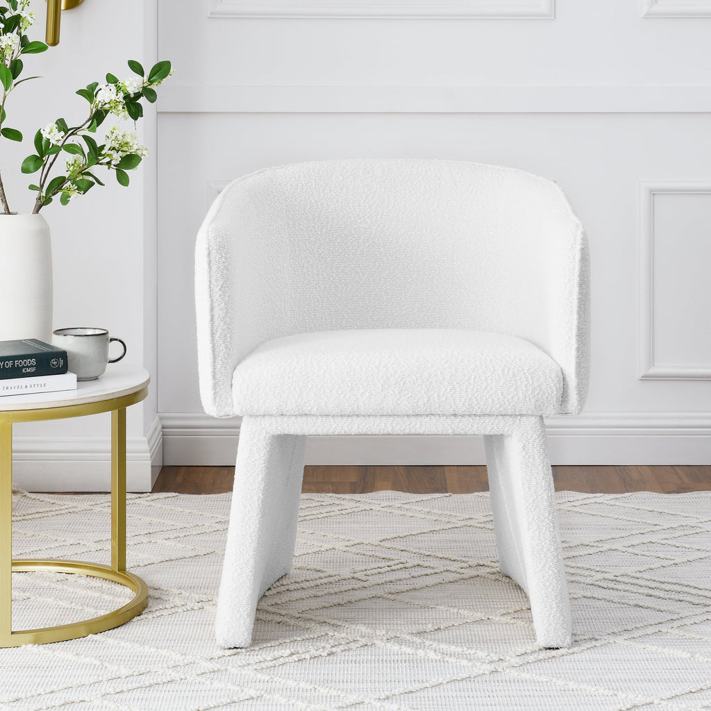 Modern style simple and elegant chair, white leisure chair, suitable for dining/bedroom/living room/reception desk (assembly required)-White