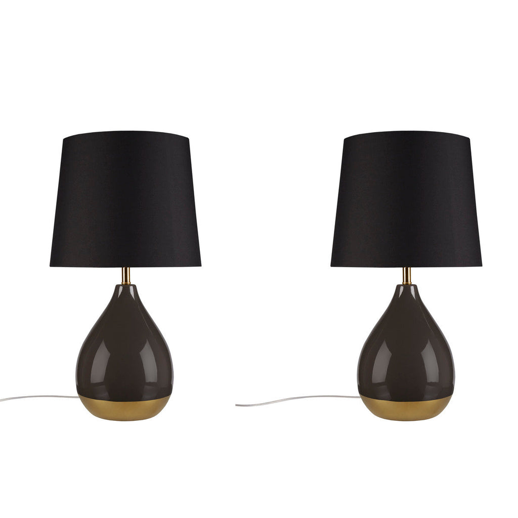 2-Tone Ceramic Table Lamp Set of 2 Black/Gold See below