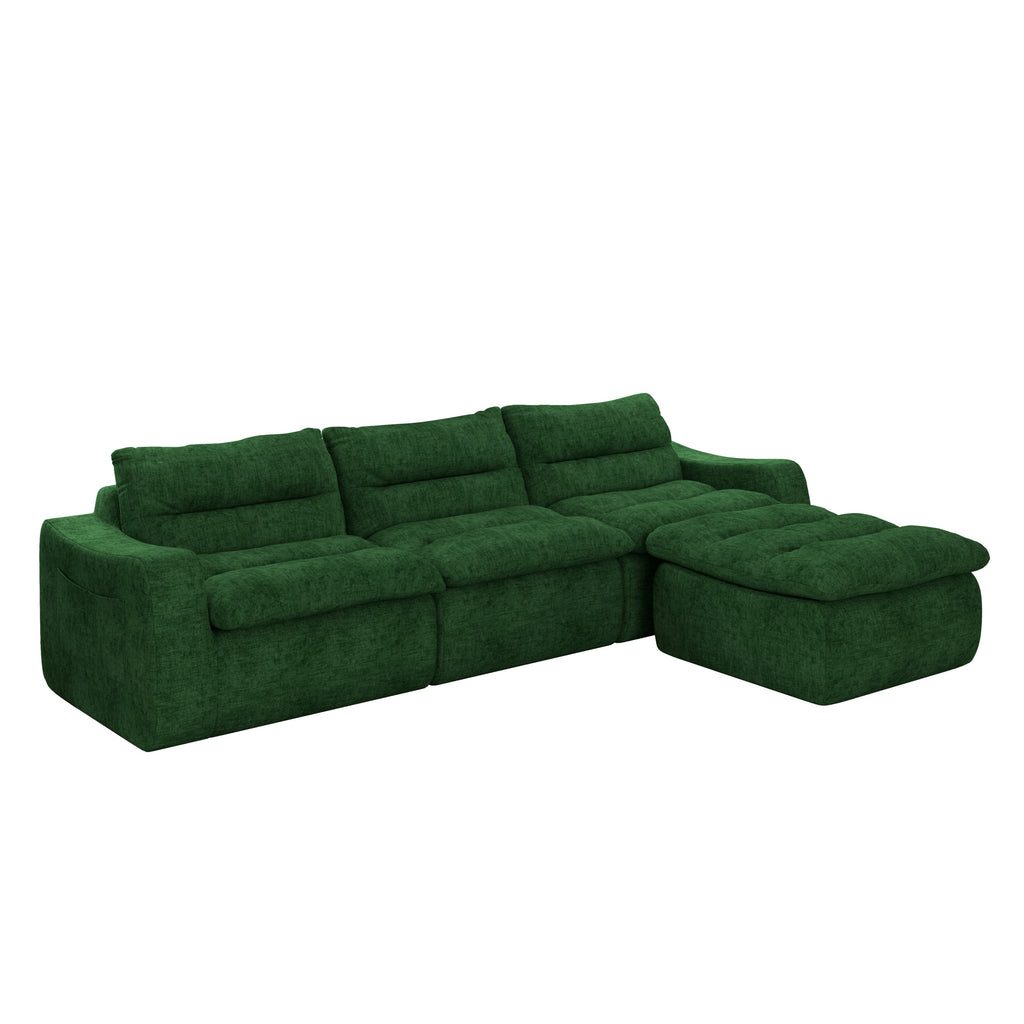 Right sofa seat, L-shaped modular combined sofa, compressed combined sofa, modern lazy style comfortable beanbag sofa-Green