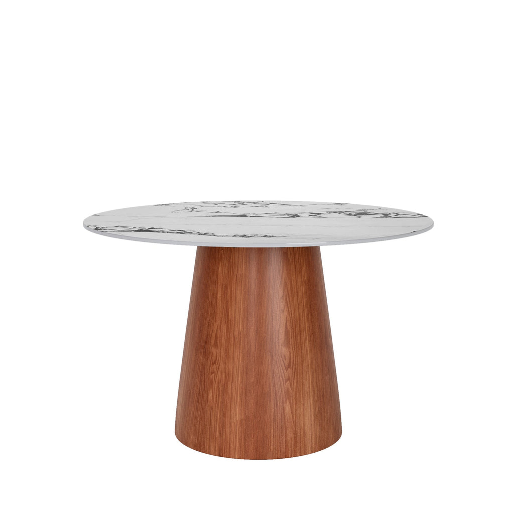 Small Round Solid Wood Pedestal Dining Table Table 43' For 2-4 People -  White Black