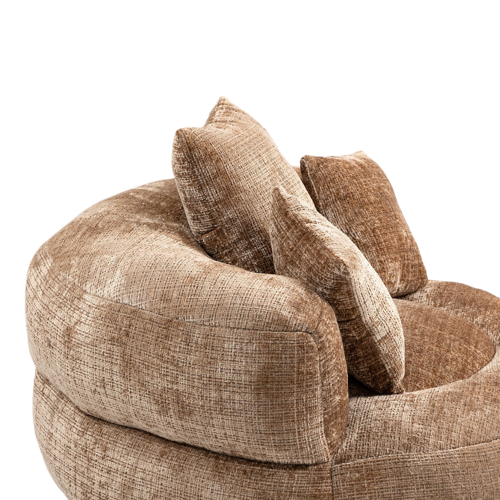 Lazy Sofa Durable Comfort Lounger High Back Bean Bag Chair with Three Pillows, Coffee Chenille, 42.52 inches