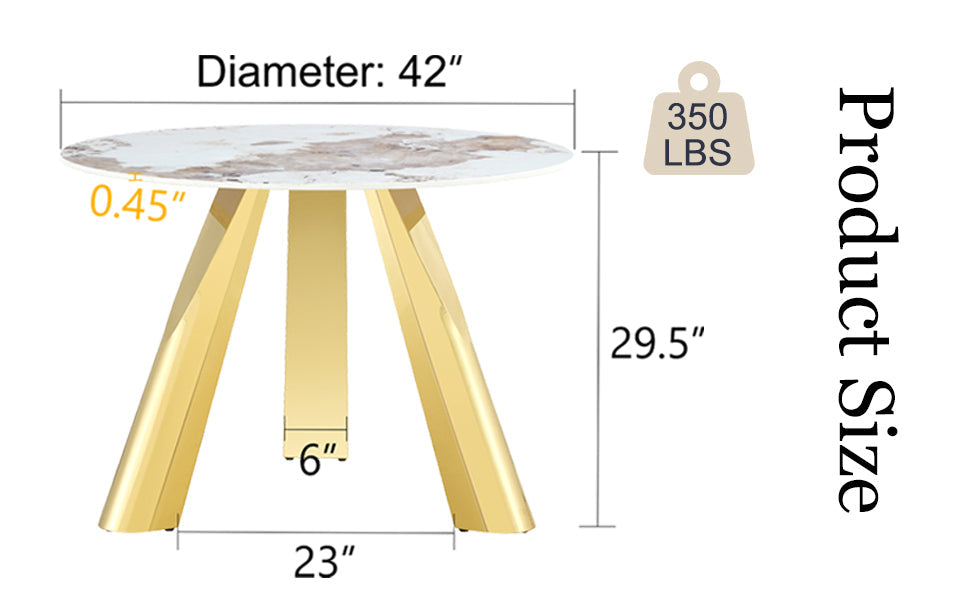 42' Luxury Sintered Stone Table: 0.45' Durable Top + 6' Steel Legs, 350lb Capacity, Stain/Heat-Resistant White/Gray Veined Surface - Modern Minimalist Design