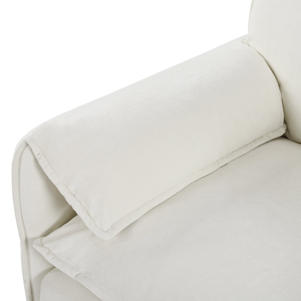 Deep Seat Sectional Sofa Cloud Couch with Ottoman,  Modern Chenille Comfy Love Seat Upholstered Modular L Shaped Couch for Living Room, Apartment, Office,DIY Combination,Beige
