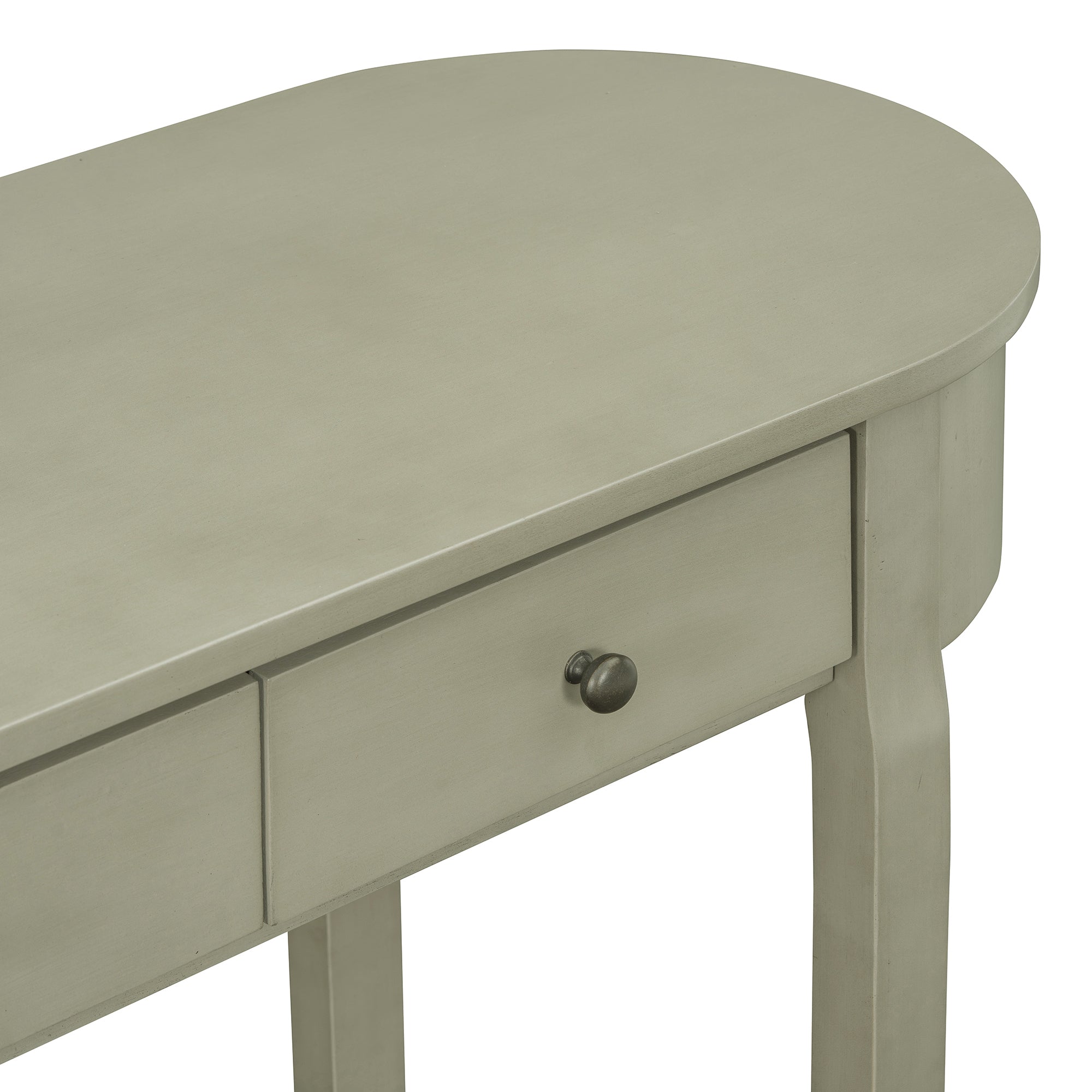 TREXM Elegant Retro Console Table with Curved Design and Smooth Glaze for Entryways, Living Rooms and hallways (Grey)