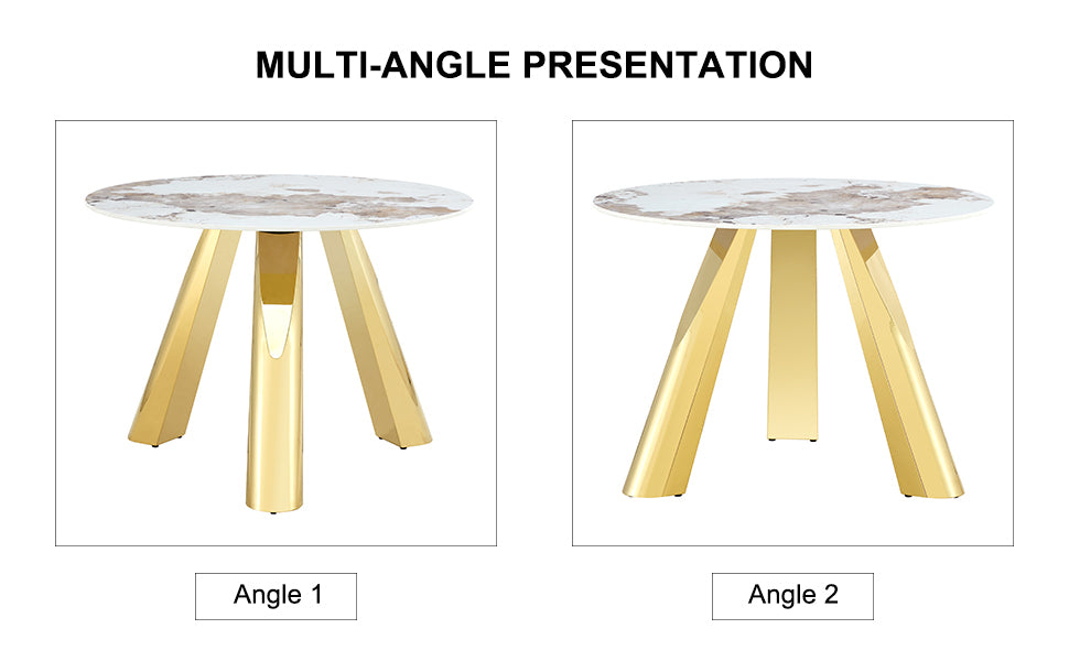 42' Luxury Sintered Stone Table: 0.45' Durable Top + 6' Steel Legs, 350lb Capacity, Stain/Heat-Resistant White/Gray Veined Surface - Modern Minimalist Design