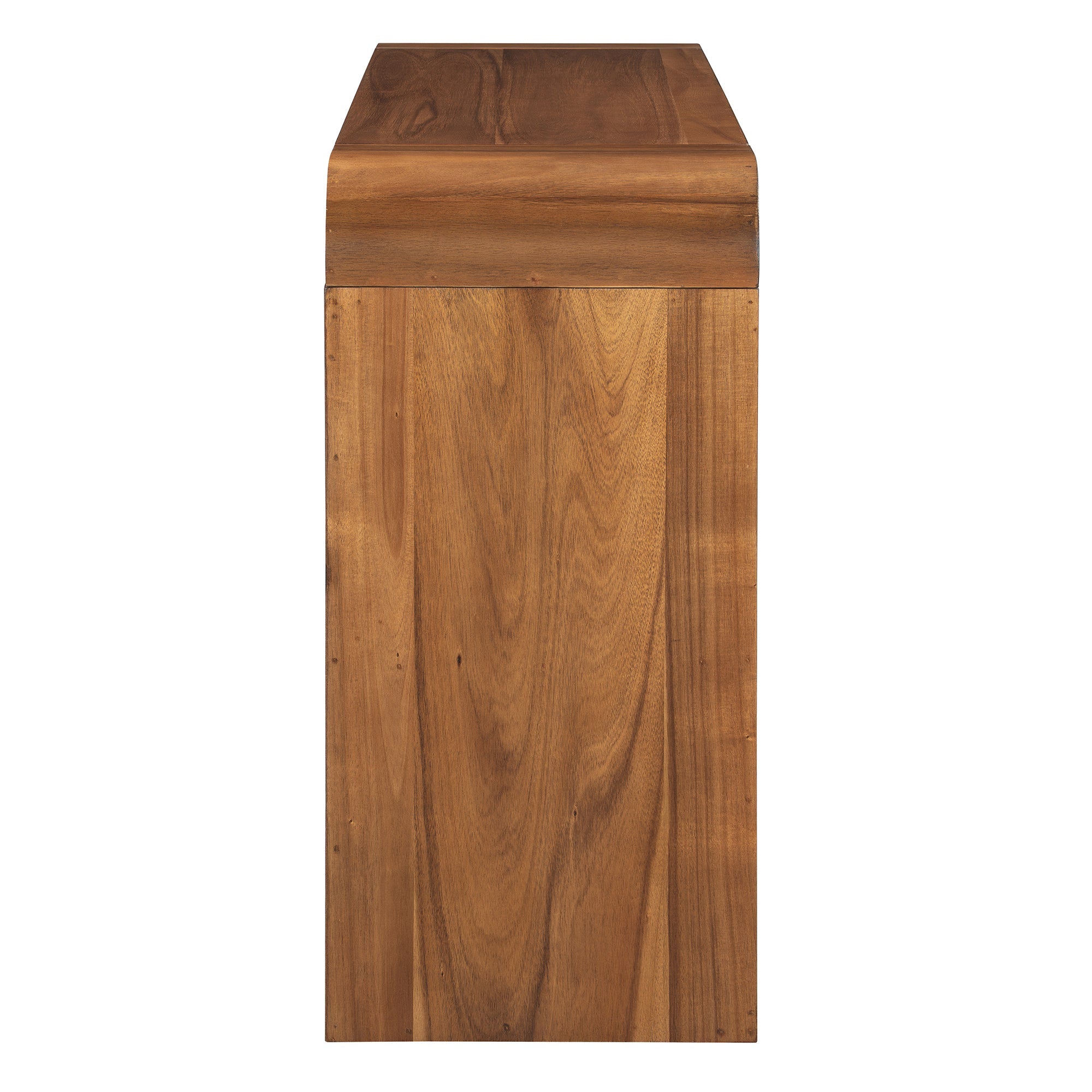 TREXM Rustic Console Table with Fluted Drawer Front, Entryway Table with Curved Corners & Thick Legs, Sturdy Sofa Table for Hallway & Living Room (Brown)
