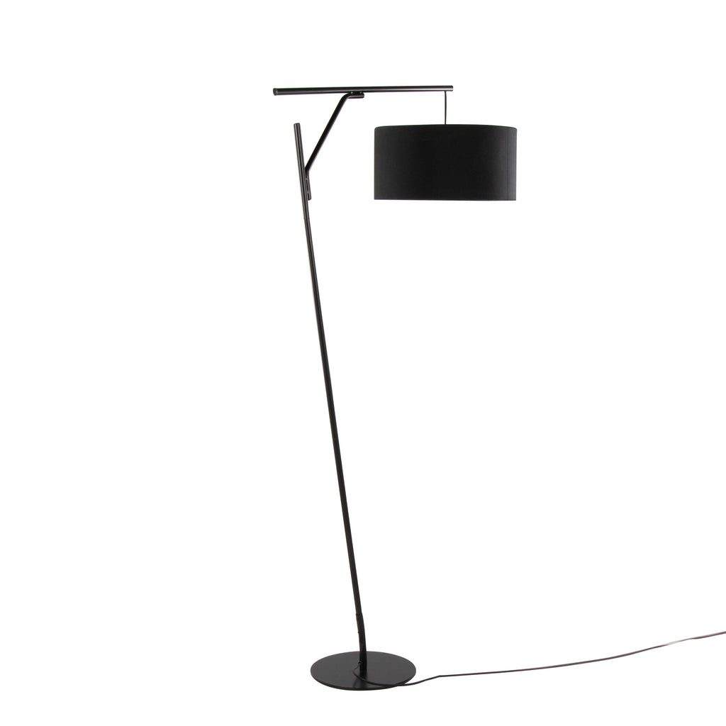 Daniella-Salon 70' Contemporary Floor Lamp in Black Metal with Black Linen Shade by LumiSource