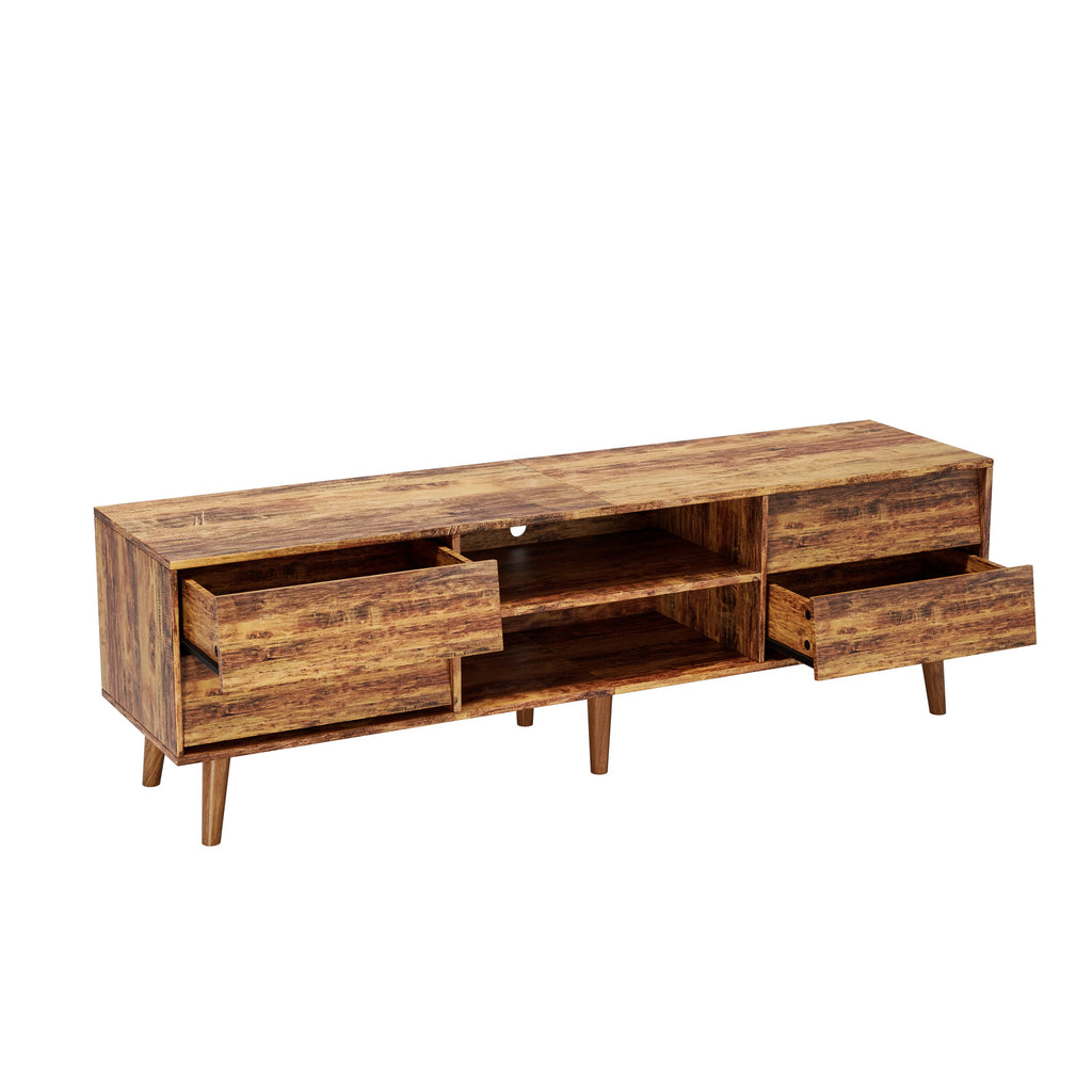63 Inch TV Stand Features Vintage-style and Bevel Design, TV Stand with Drawers, Entertainment Center for Living Room Bedroom, TV Media Console