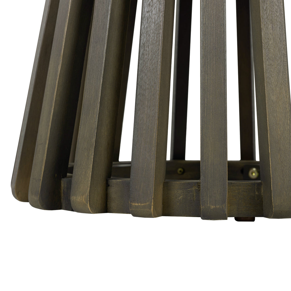 Outdoor Acacia Wood Patio Side Table, Round Coffee Table for Backyard, Lawn, Balcony,Grey Finish