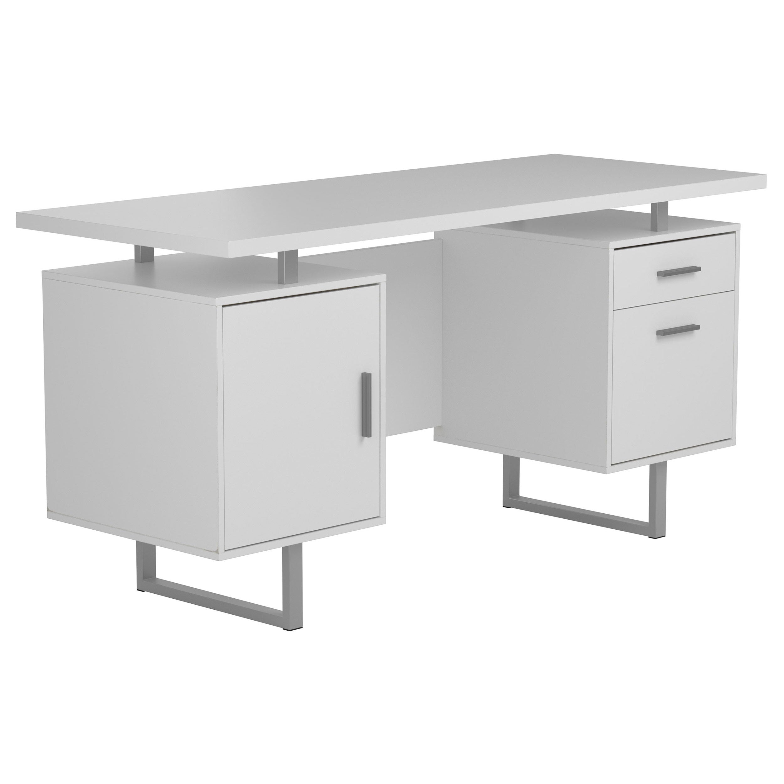 Jensen White High Gloss 2-Drawer Computer Desk