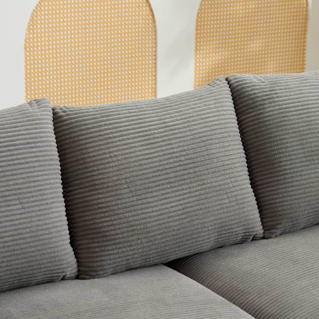 Modern Sectional Couch , 2 Pieces Corduroy Couch Cushion Covers , Soft Stretch Sofa Slipcovers with 2pcs Pillows