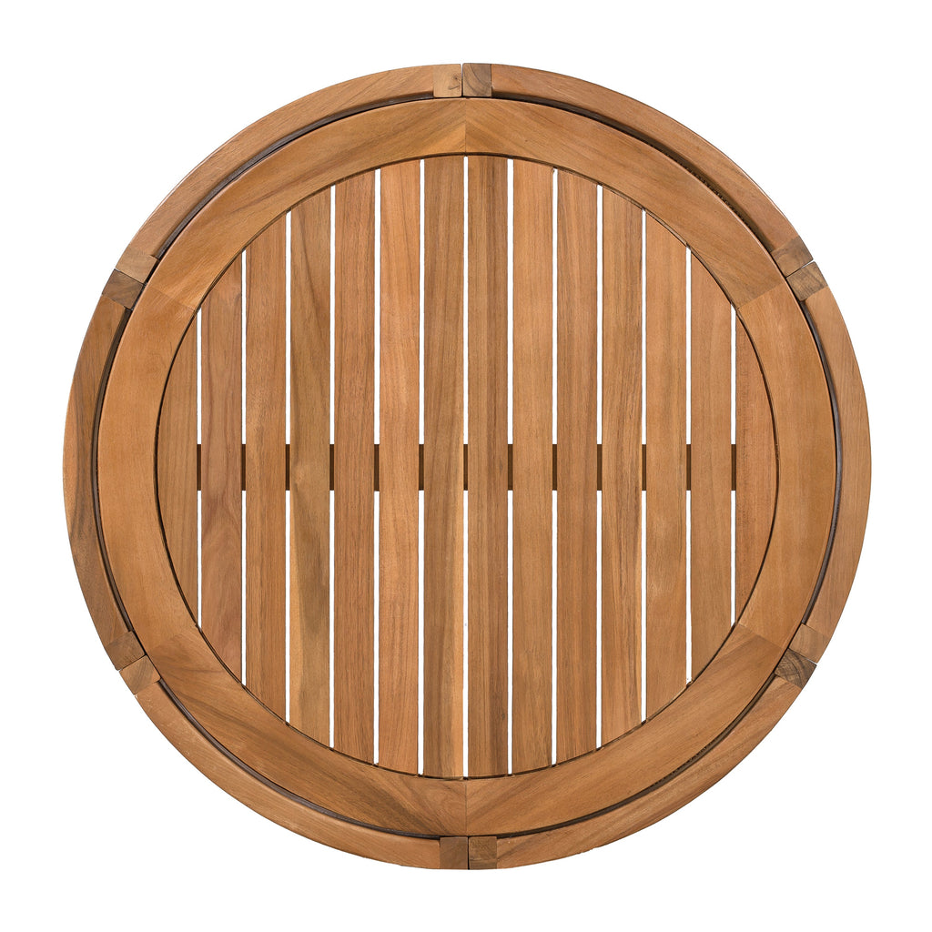 27.95' Acacia Wood Outdoor Coffee Table - Handwoven Rope Accent Boho Patio Table with All-Weather Durability