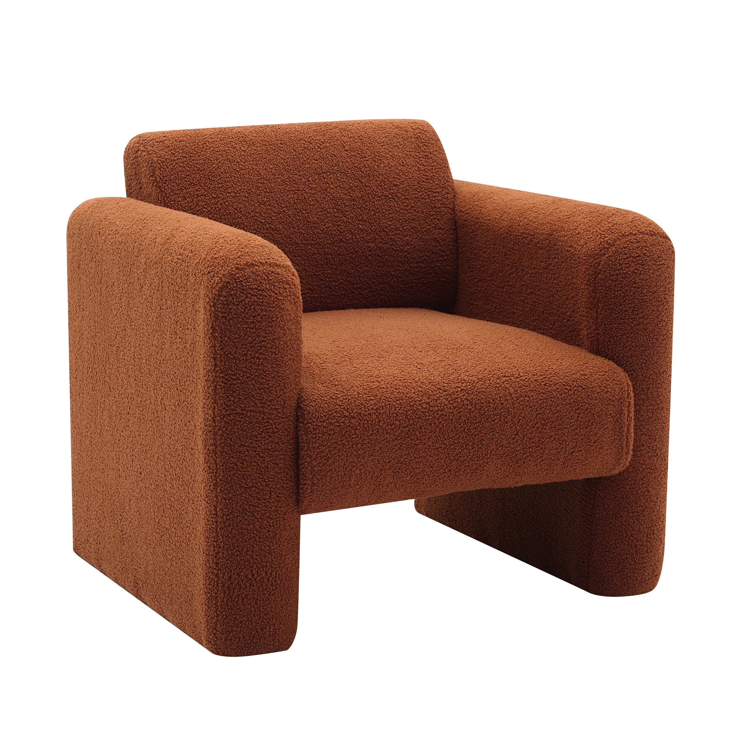 Modern Accent Chair Lambskin Sherpa Fabric Upholstered Comfy Reading Arm Chair Soft Padded Armchair with Back and Pillow for Living Room Bedroom Reception Waiting Room Office,Burnt Orange