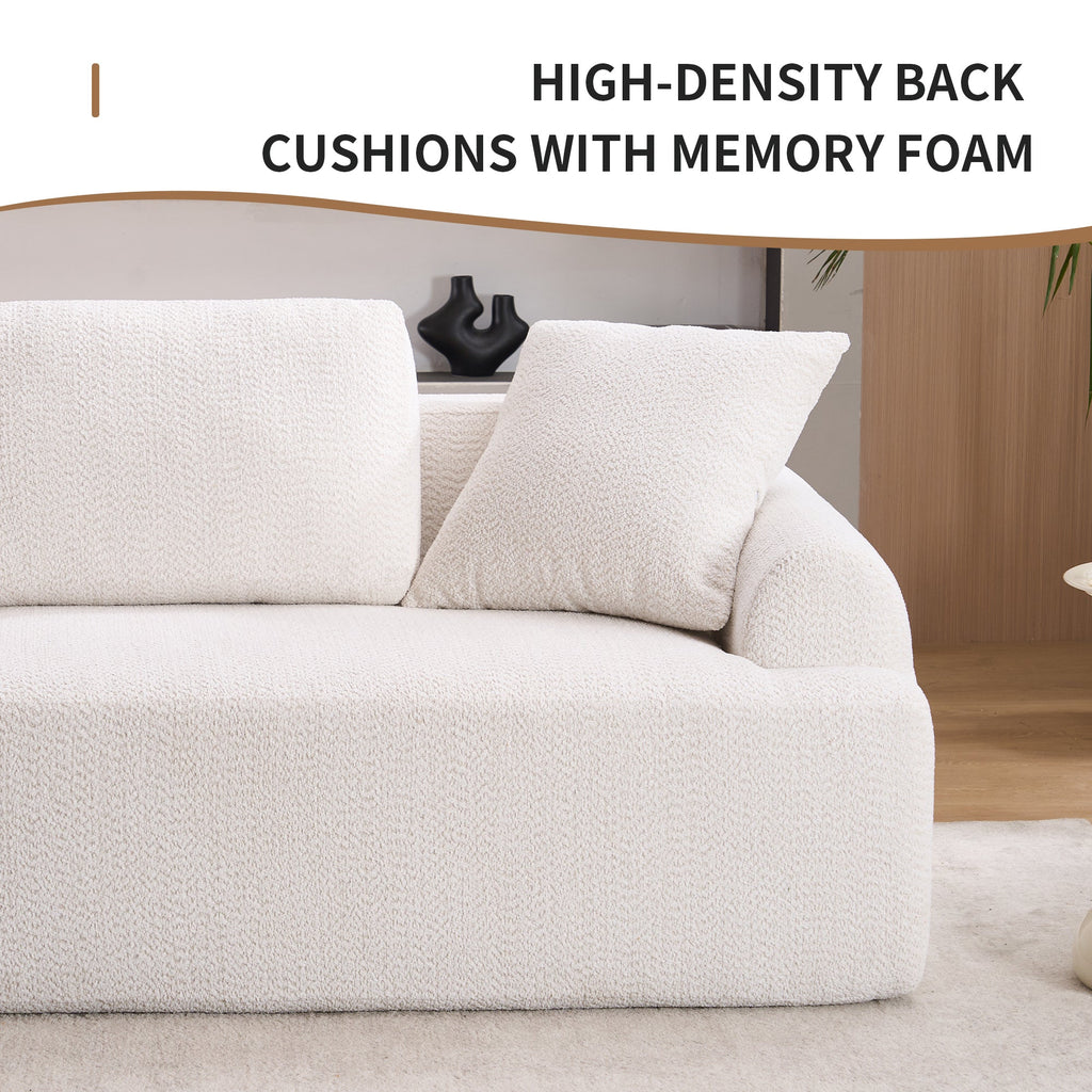 LY-024 BEIGE COMPRESSION SOFA: 4-seater combined sofa, Crochet Yarn Fabric, full sponge compression sofa,combined sofa with 4 pillows for home living/ Home Furniture/ Apartment