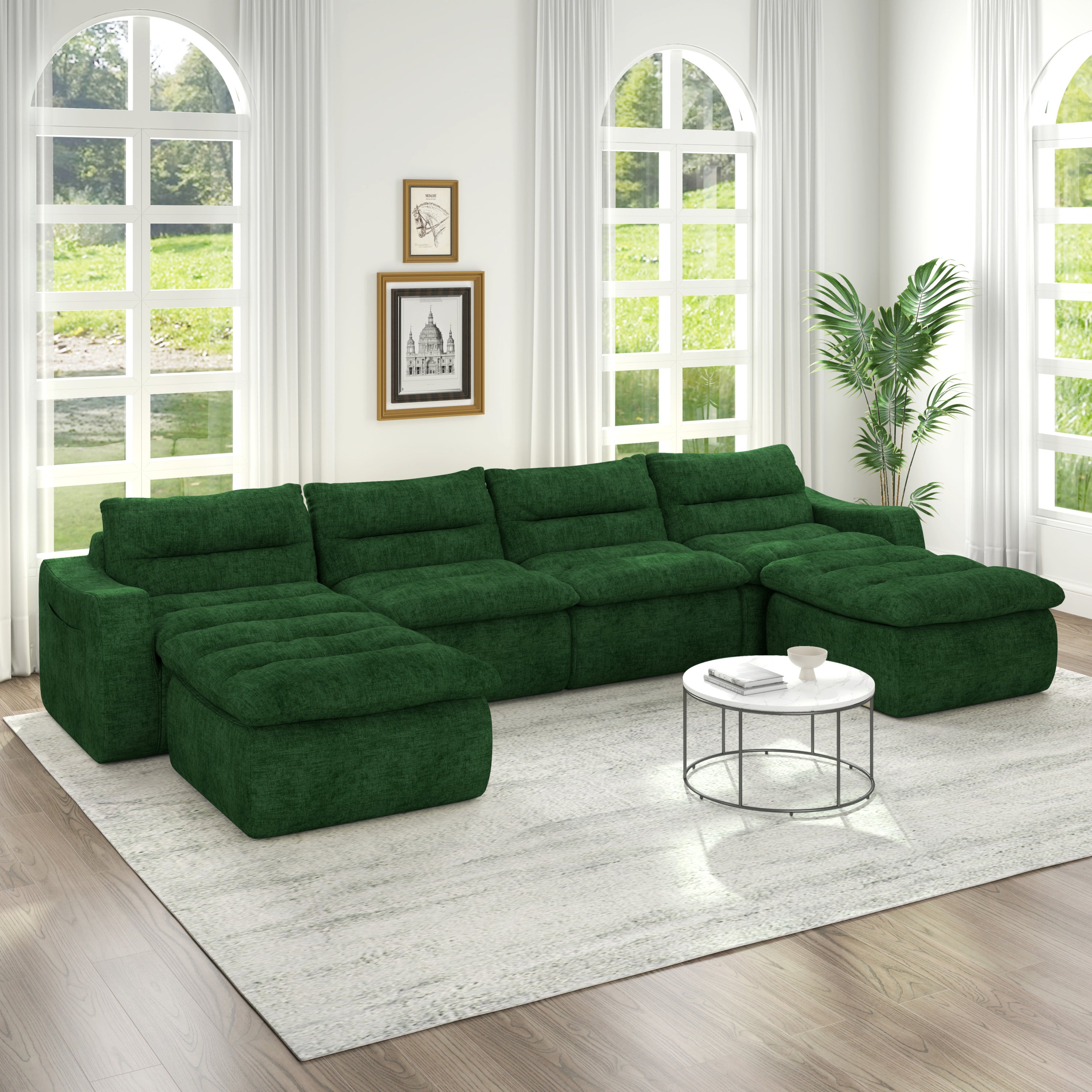 Compression combined sofa, modern lazy style combined sofa, comfortable beanbag sofa, can be combined at will, no need to assemble, suitable for living room-Green
