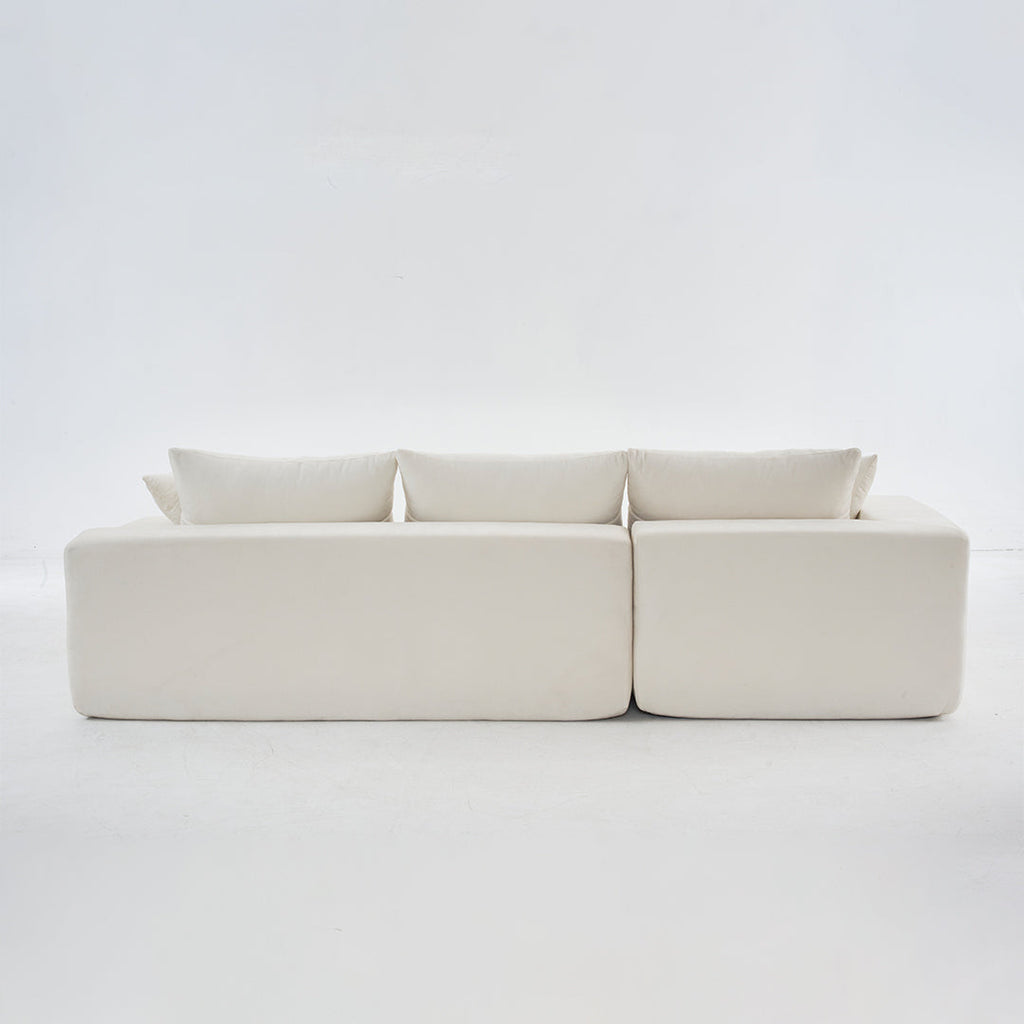 108*68 inch extra-deep modular sofa, cloud sofa, 4-person sofa, sitting and sleeping, living room Chenille modular sofa, no need to assemble, white