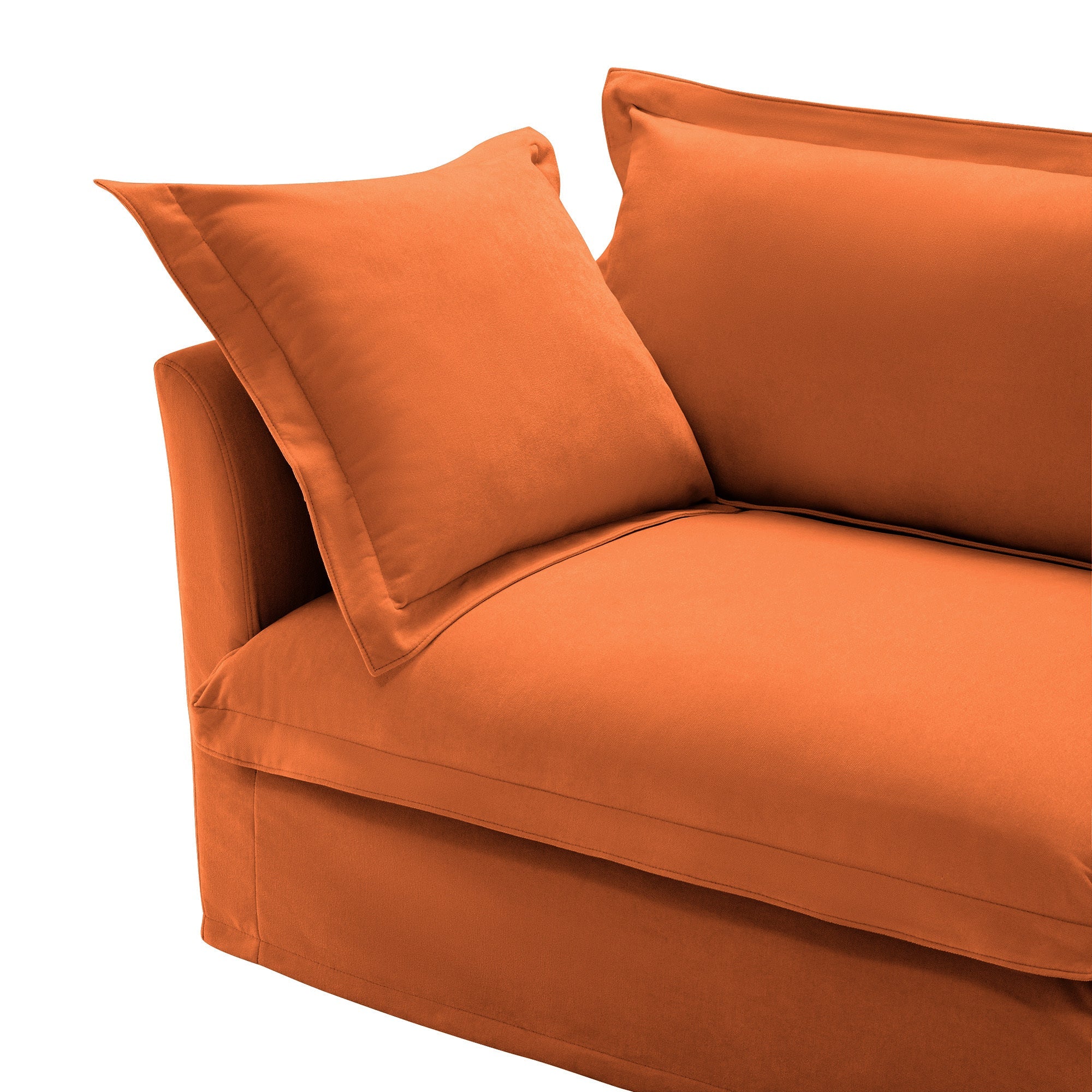 Living Room Sofa Slipcovered Sofa 3 Seater Sofa With 3 Ottomans, Oversized 3-Seat Sleeper Sofa Bed Home Theater Sofa, Chenille, orange